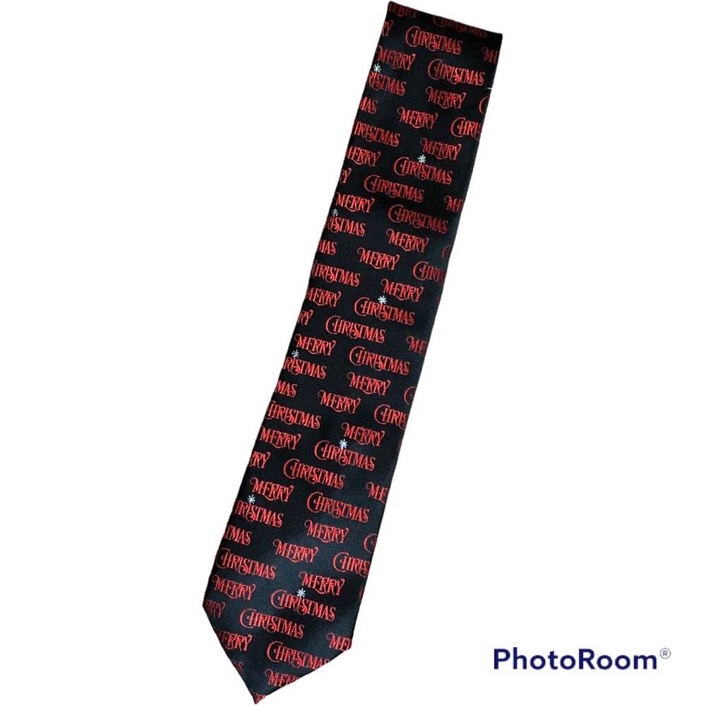 Mens Hallmark Traditions Merry Christmas Metallic Tie Nwot